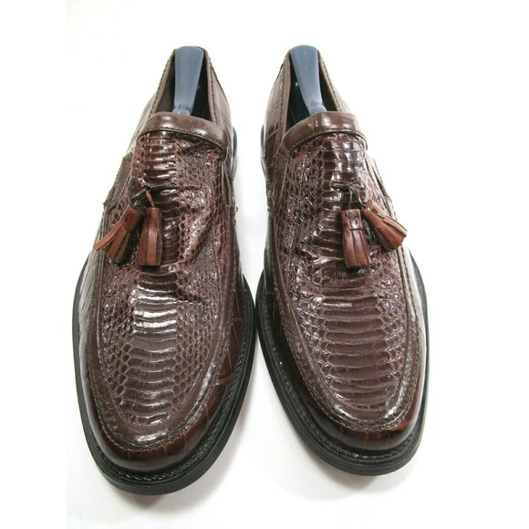 Stacy Adams Genuine Snake Brown Leather Tassel Loafers Mens Size US 8 M - Picture 5 of 12